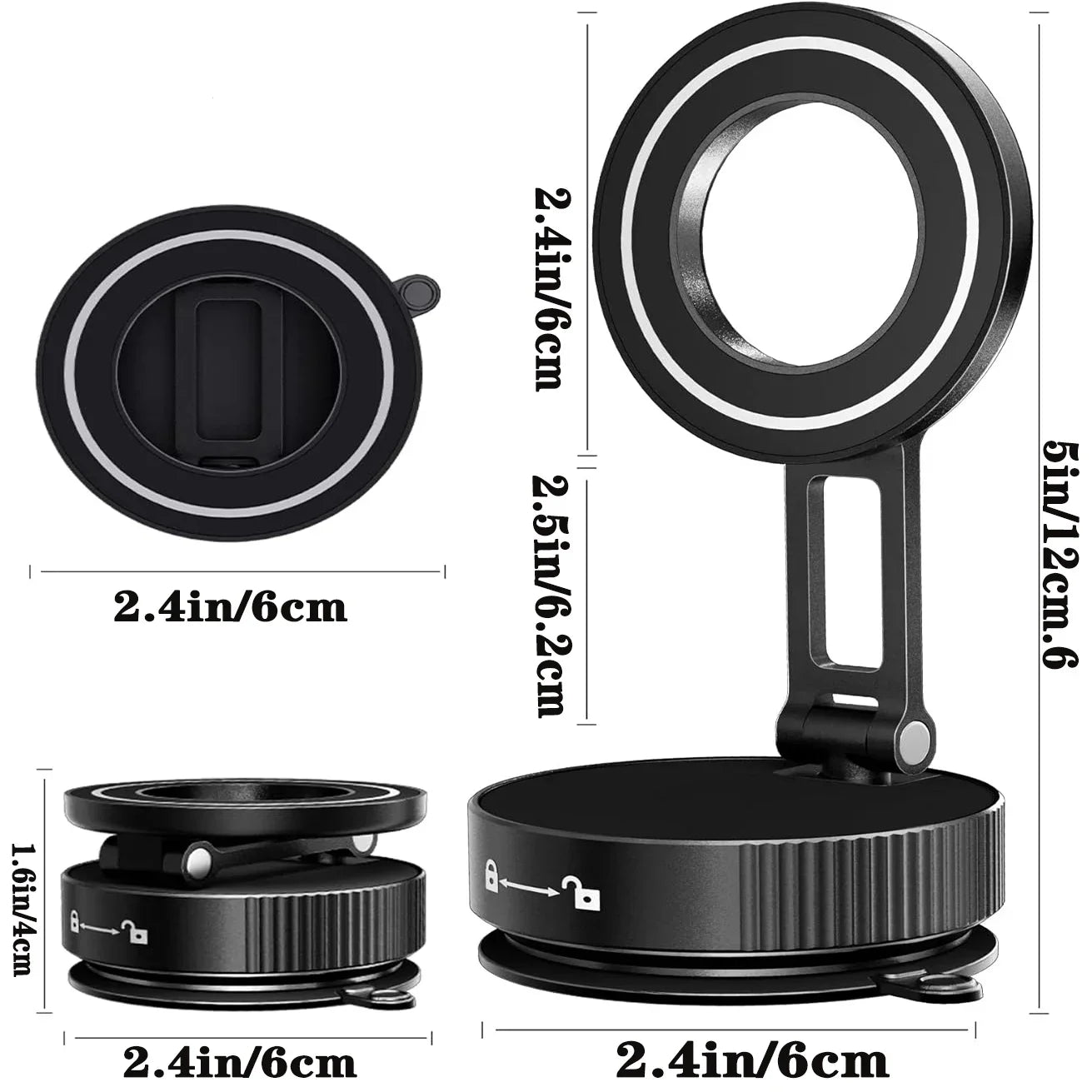 2026 Magnetic vacuum  car phone holder 360 adjustable mount